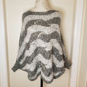 Stripe Knit Poncho Sweater